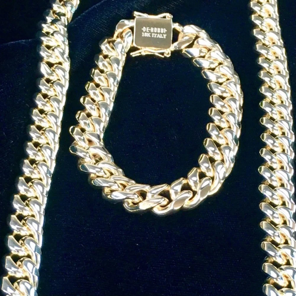 DE ROSSI CUBAN LINK 18K GOLD NEW CHAIN MADE IN ITALY *****LIFETIME WARRANTY*****